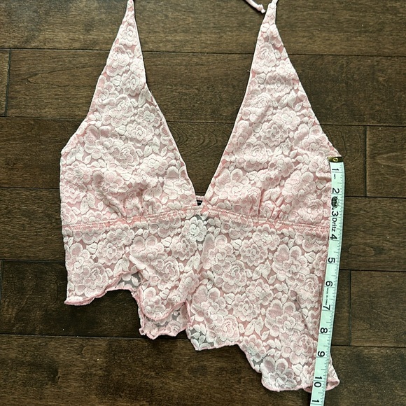 Maria Morena Y2K Pink Lace Asymmetrical Halter Crop Top XS/S - Picture 4 of 7